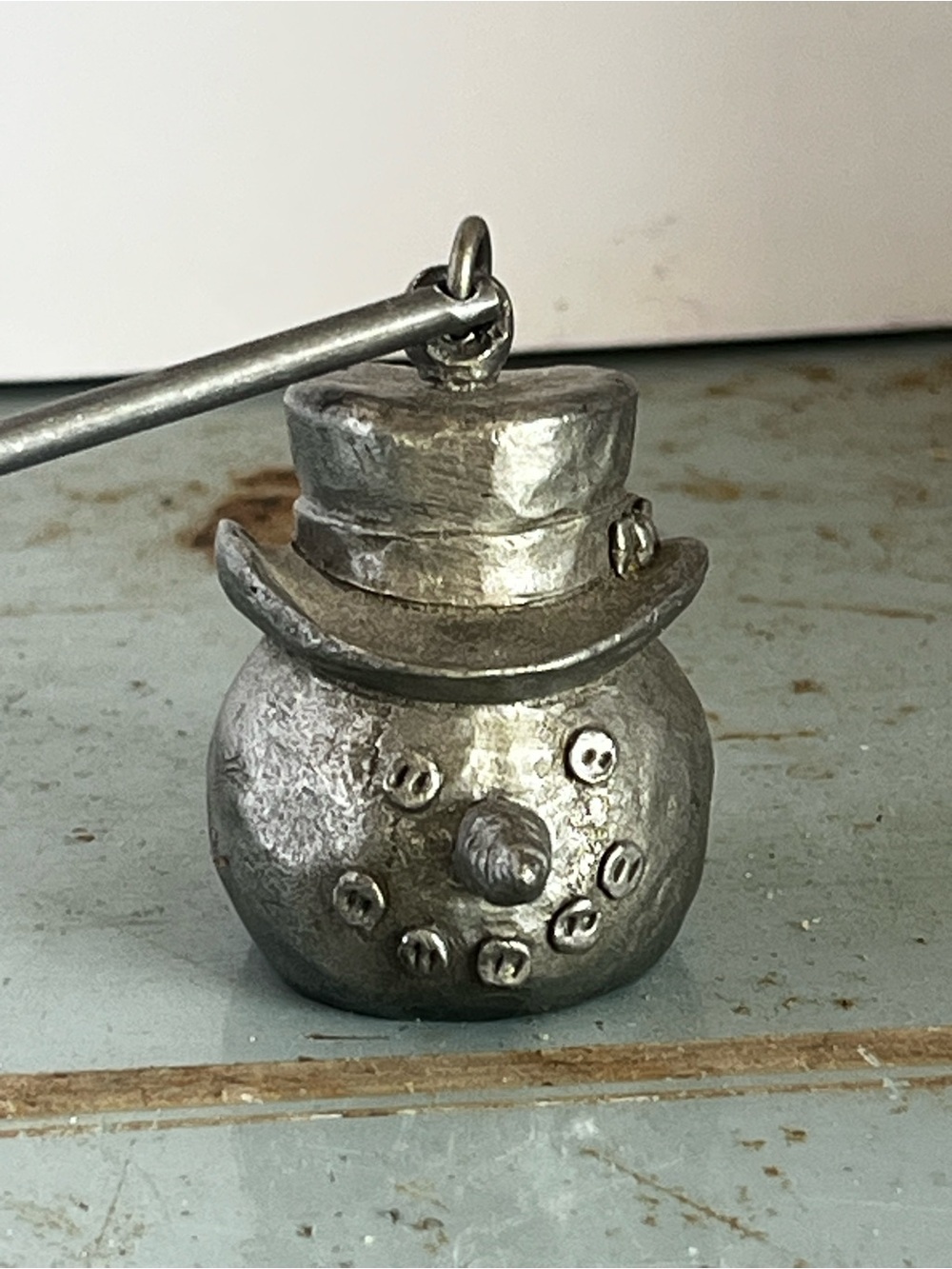 1993 Rawcliffe Pewter 9” Snowman Candle Snuffer USA